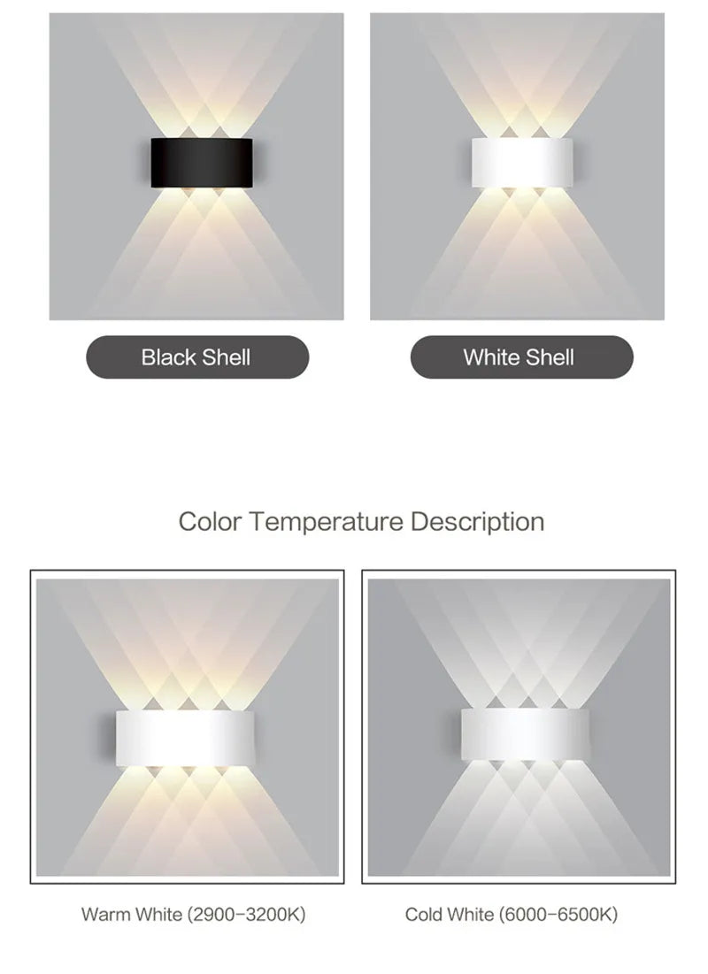 IP65 Waterproof Up-Down LED Wall Sconce for Indoor and Outdoor Lighting - OJM EXPRESS