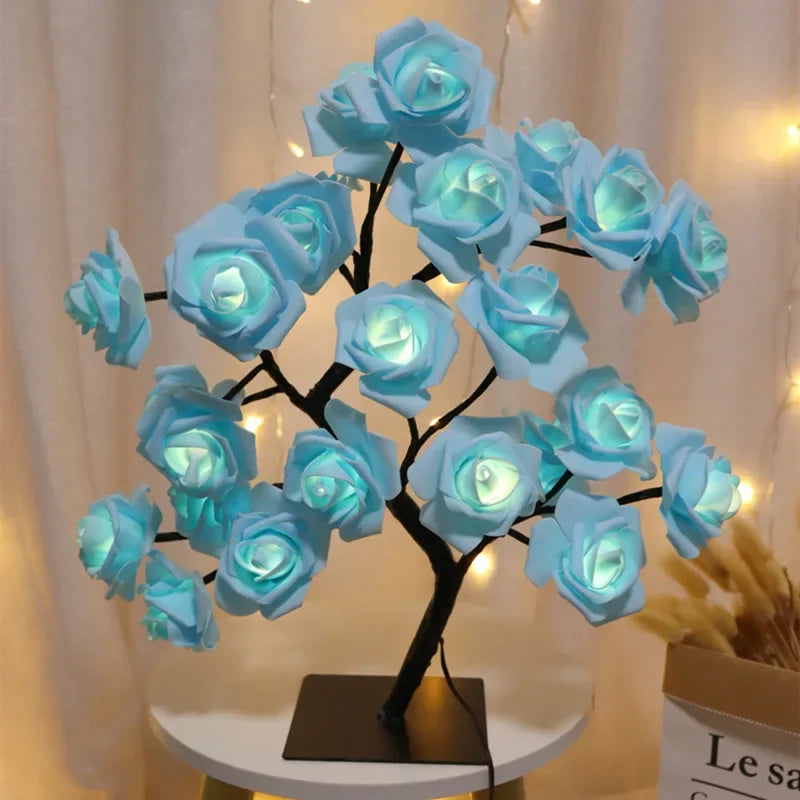 Rose Flower LED Desk Lamp - Blue 