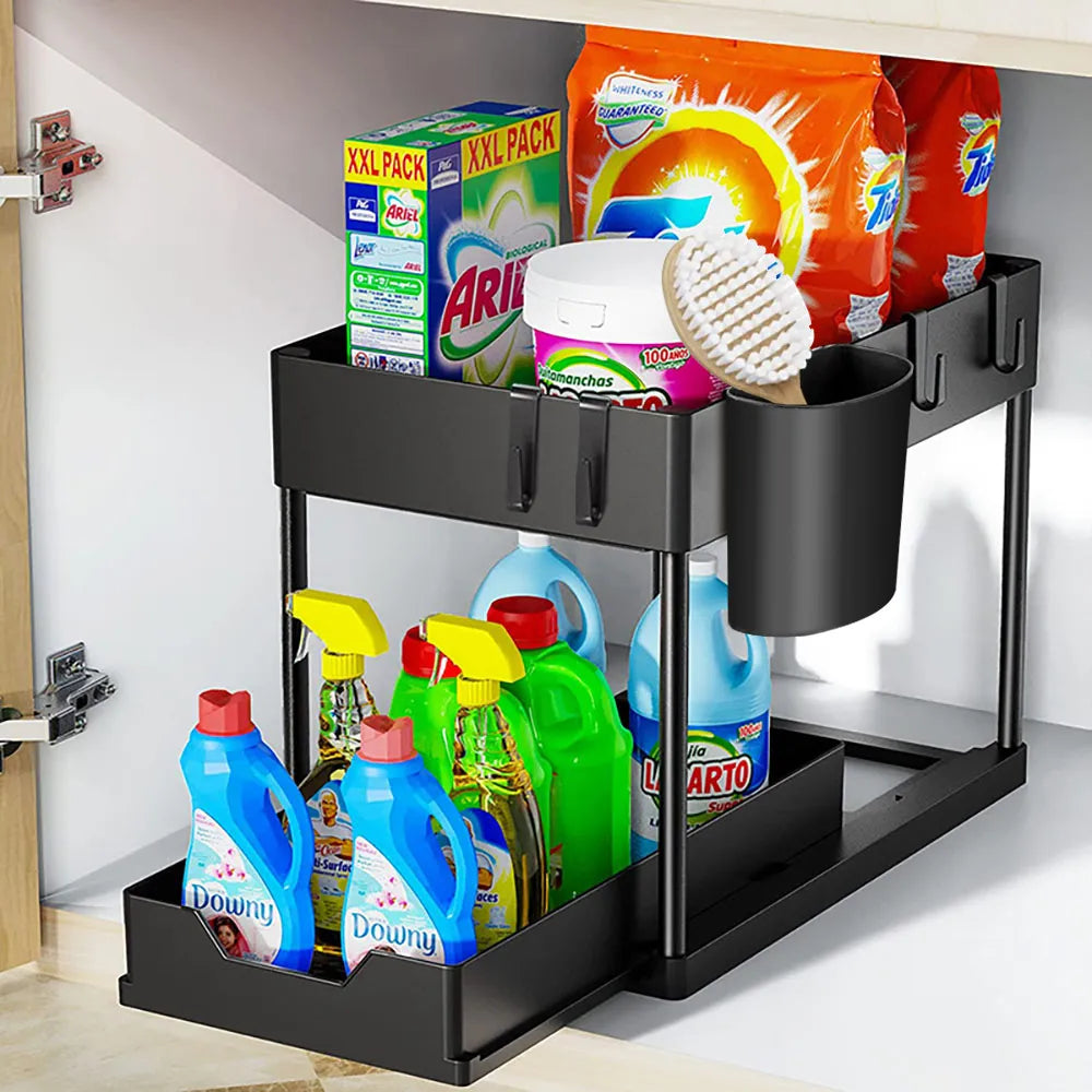 Under Sink Dual Sliding Organizer - OJM EXPRESS