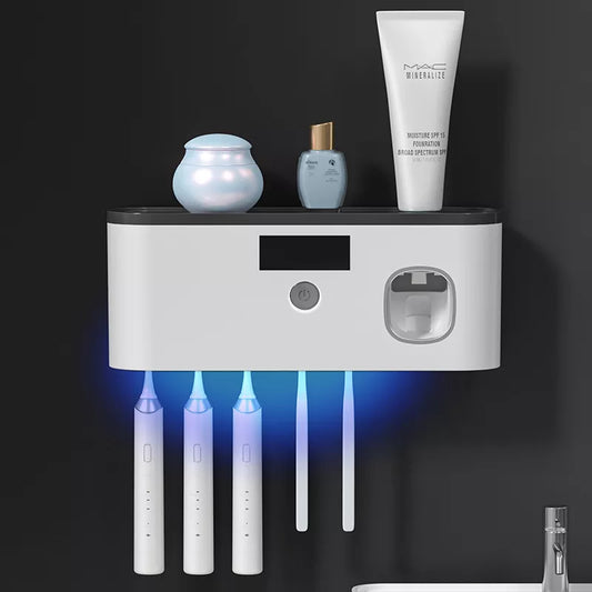 Electric Toothbrush Holder with UV Sterilization and Toothpaste Dispenser - OJM EXPRESS