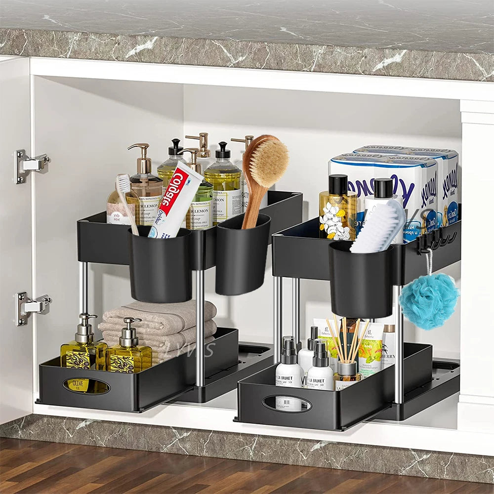 Under Sink Dual Sliding Organizer - OJM EXPRESS