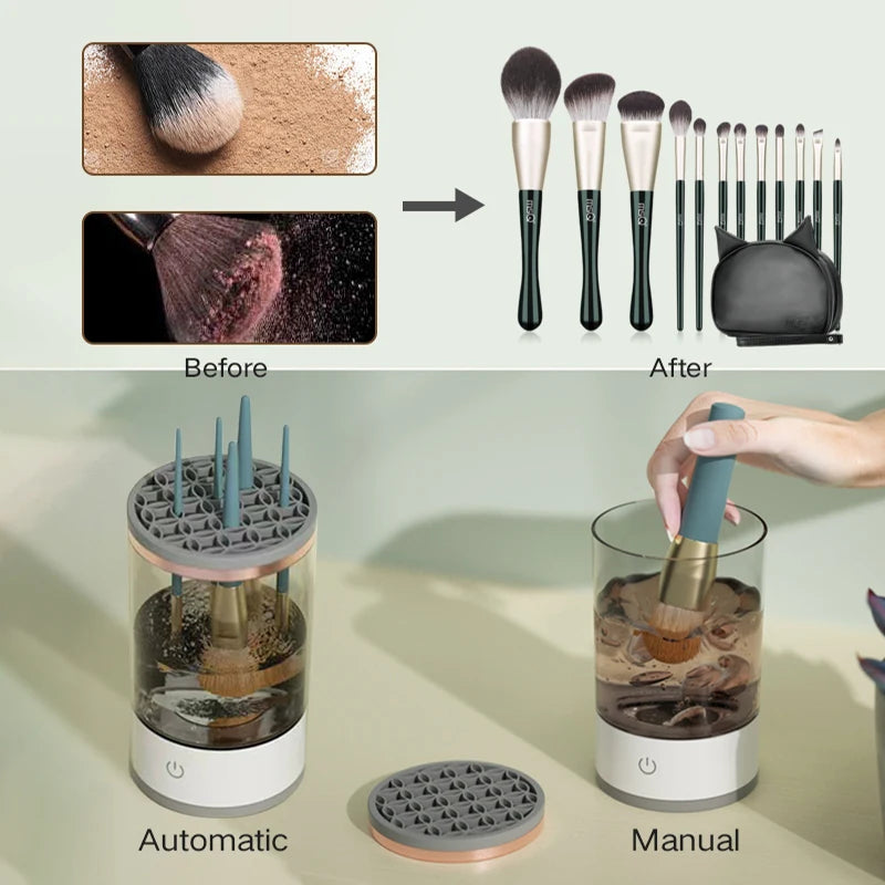 3-In-1 Electric Makeup Brush Cleaner with Automatic Spinner - OJM EXPRESS